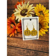 Wooden Pumpkin Earrings  Wavy Lines Yellow Gold