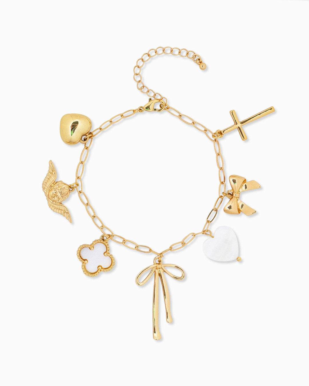 Chunky Bow Charm Bracelet, Multi Gold Layered Jewelry, Perfect Statement Accessory for Women, Gift for Her Birthday or Special Occasion Charm bracelet