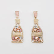 Hollow Rhinestone Wine Bottle Earrings, Sparkling Studs for Party Vibes, Perfect Gift for Wine Lovers