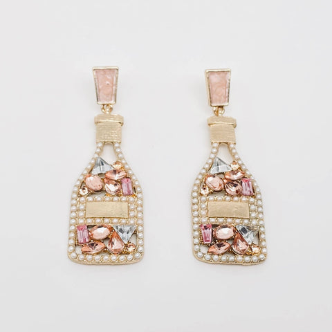 Hollow Rhinestone Wine Bottle Earrings, Sparkling Studs for Party Vibes, Perfect Gift for Wine Lovers