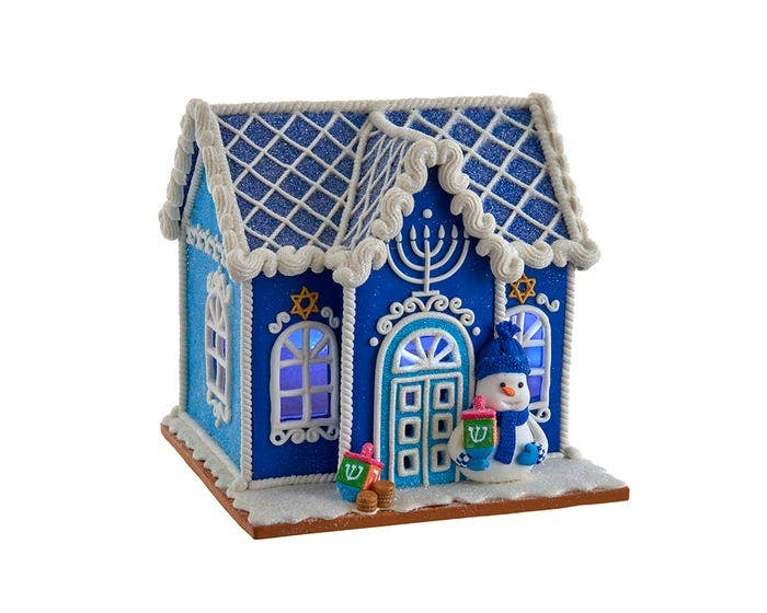 7"B/O HANUKKAH LED HOUSE TABLEPIECE - Nifty Decor & More