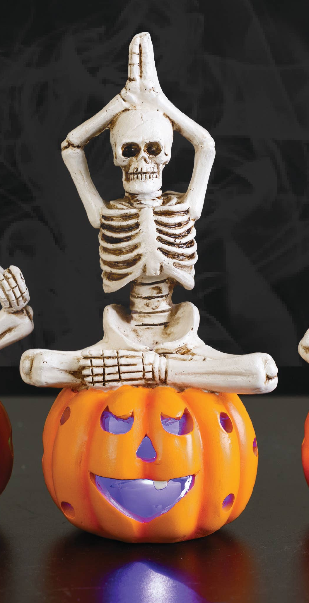 Skeletons on Pumpkins Halloween Resin Lighted White/Orange