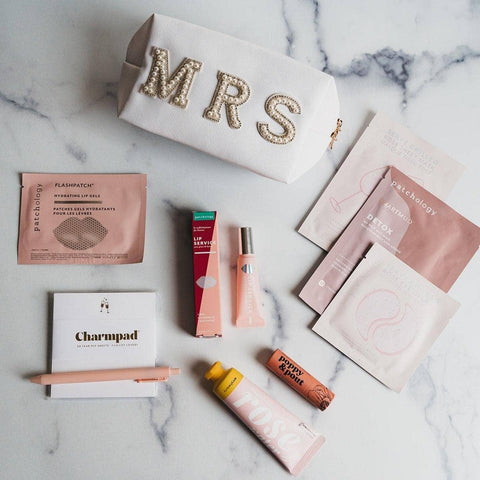 Mrs. Bridal Beauty Cosmetics Pouch - Makeup Bag for Brides