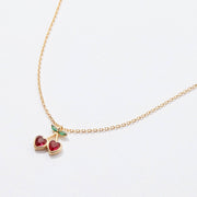 Heart Cherry Pendant Necklace in Gold Dip, Chic Pendant Jewelry, Perfect for Everyday Glam, Gift for Trendy Women