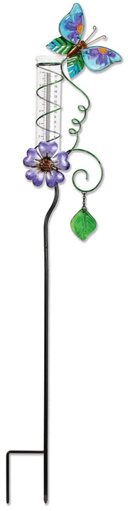 Butterfly Rain Gauge, colorful rain collector for garden decor, practical and pretty outdoor gift