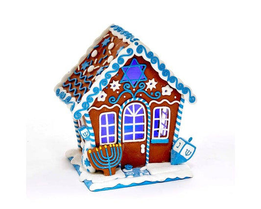 7"HANUKKAH GINGERBREAD LED HOUSE TABLEPIECE - Nifty Decor & More