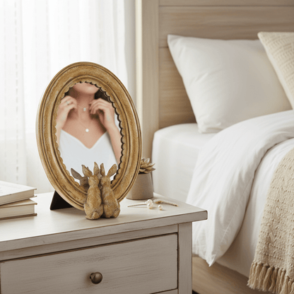 8" Gold Rabbits Mirrored Decor - Nifty Decor & More