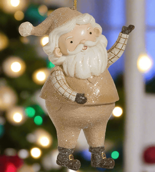 8" Large Whimsical Santa Ornament - Betsey Cavallo Folk Art Figurine for Shelf or Tree - Nifty Decor & More
