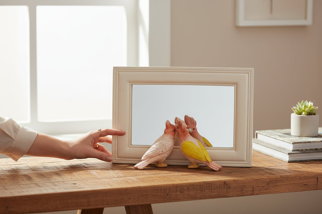 8" Mirror with Birds - Nifty Decor & More