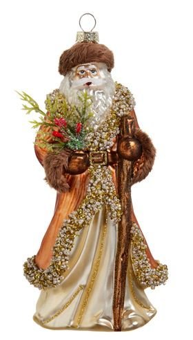 8" Mountain Santa Glass Ornament - Hand - Painted Rustic Woodland Christmas Decor - Nifty Decor & More
