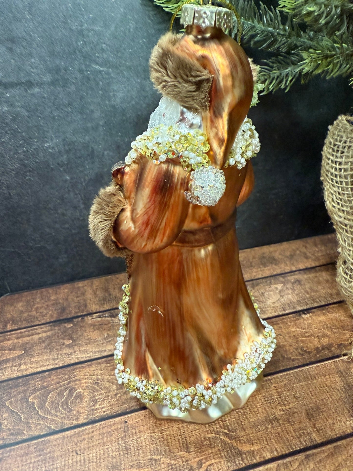 8" Mountain Santa Glass Ornament - Hand - Painted Rustic Woodland Christmas Decor - Nifty Decor & More
