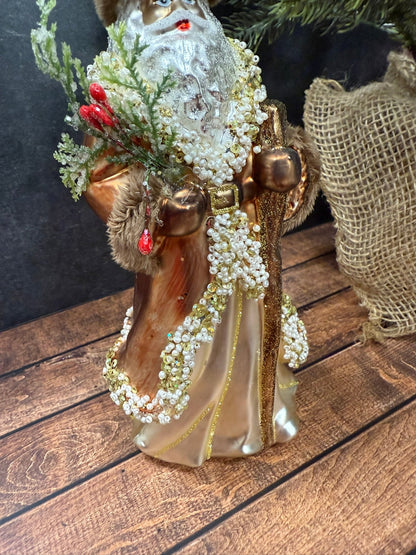 8" Mountain Santa Glass Ornament - Hand - Painted Rustic Woodland Christmas Decor - Nifty Decor & More
