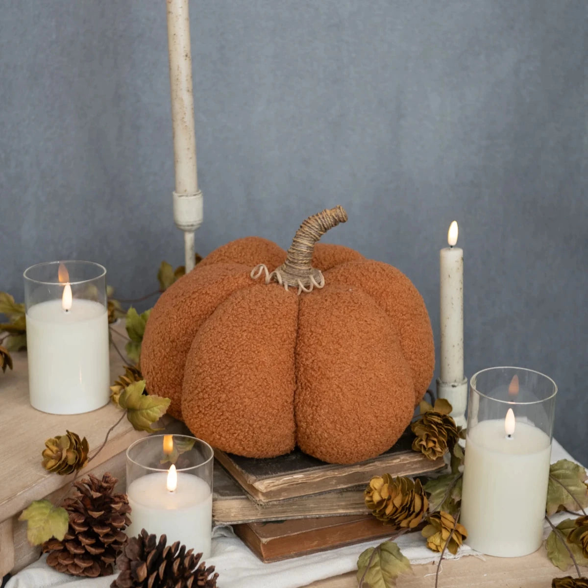 8" Orange Boucle Pumpkin - Nifty Decor & More