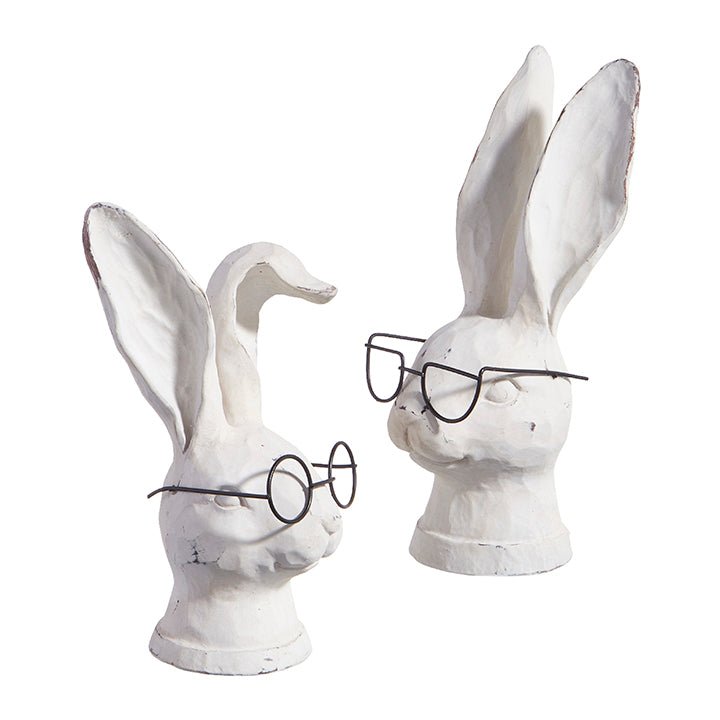 8" Rabbit with Glasses | Farmhouse Spring & Easter Decor | Adorable Resin Bunny for Your Home - Nifty Decor & More