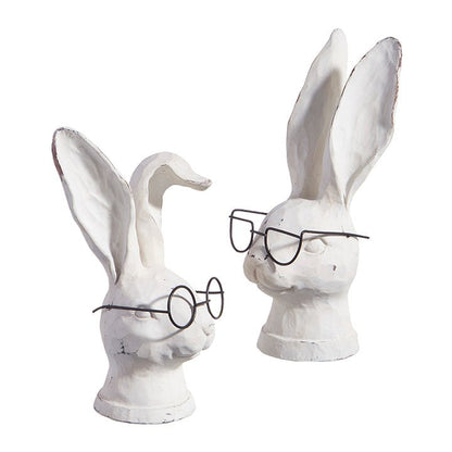 8" Rabbit with Glasses | Farmhouse Spring & Easter Decor | Adorable Resin Bunny for Your Home - Nifty Decor & More