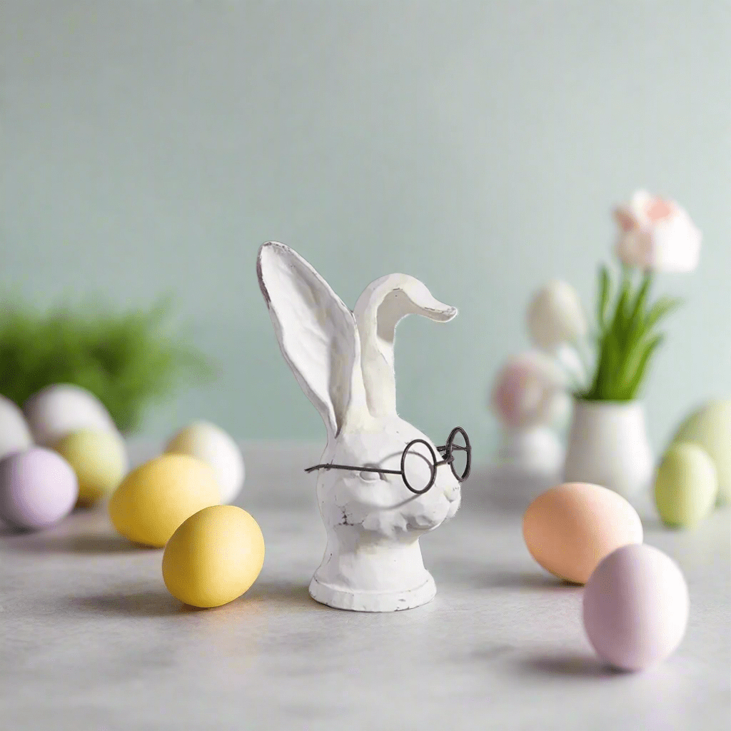 8" Rabbit with Glasses | Farmhouse Spring & Easter Decor | Adorable Resin Bunny for Your Home - Nifty Decor & More