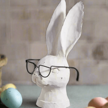8" Rabbit with Glasses | Farmhouse Spring & Easter Decor | Adorable Resin Bunny for Your Home - Nifty Decor & More