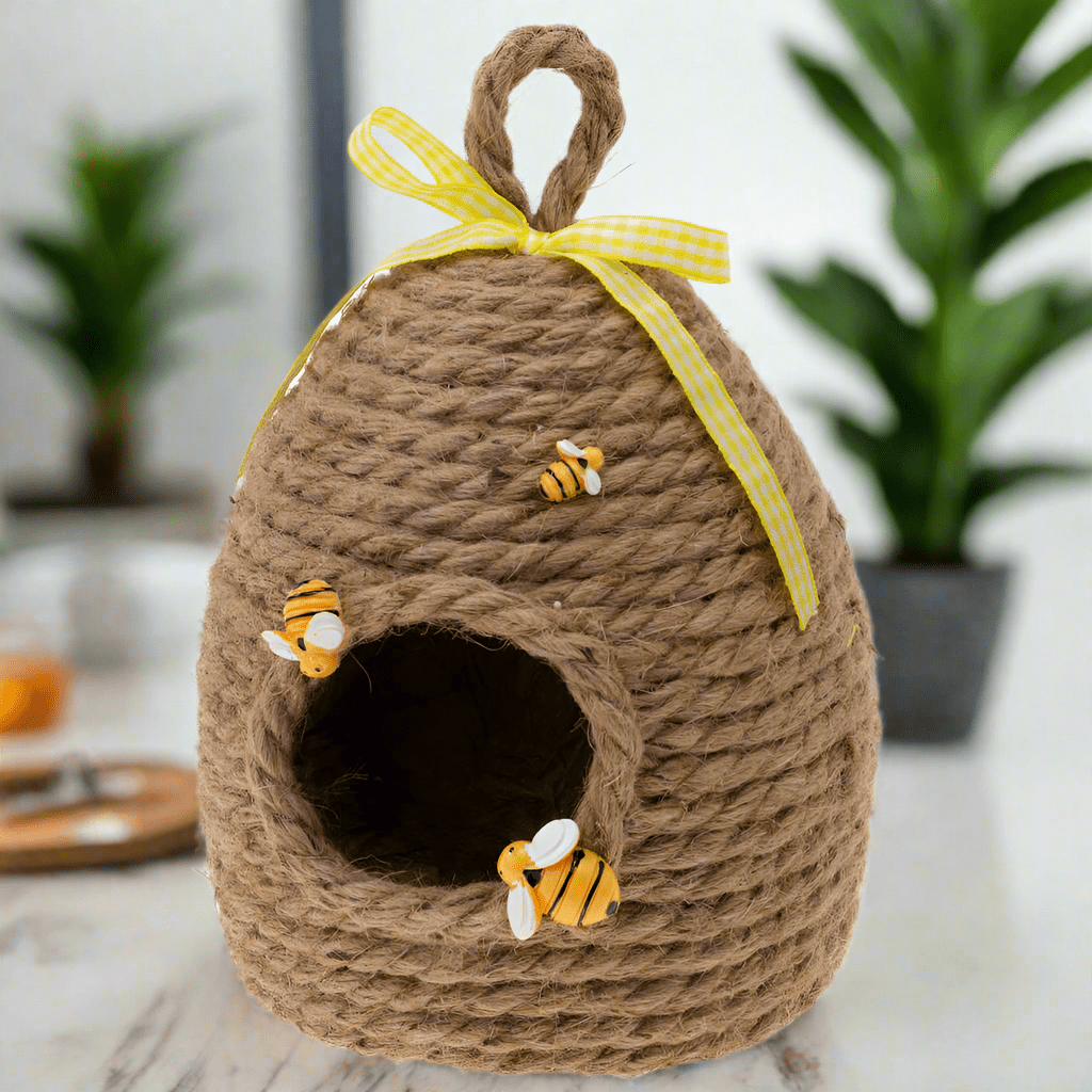 8" Tall Beekeeper Beehive Hanging Bee Birdhouse | Rustic Home & Garden Wall Art, Bee Lover Gift, Honeybee Theme - Nifty Decor & More
