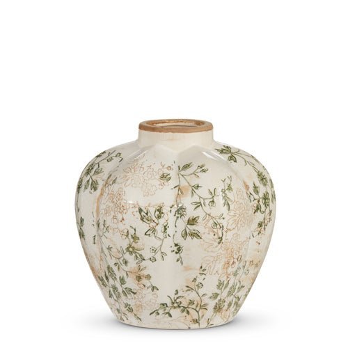 8" Taupe Floral Vase - Charming Home Décor, Elegant Centerpiece for Fresh or Faux Flowers, Rustic Vintage Style, Gift Idea - Nifty Decor & More