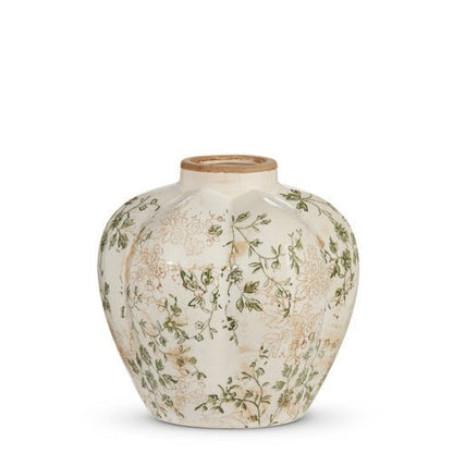 8" Taupe Floral Vase - Charming Home Décor, Elegant Centerpiece for Fresh or Faux Flowers, Rustic Vintage Style, Gift Idea - Nifty Decor & More