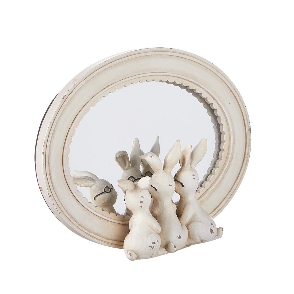 8.25" Rabbits with Glasses Mirrored Decor - Nifty Decor & More