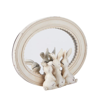 8.25" Rabbits with Glasses Mirrored Decor - Nifty Decor & More