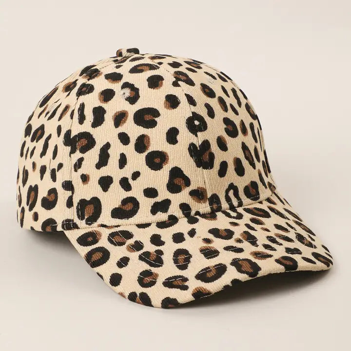 Leopard Print Ribbed Baseball Cap
