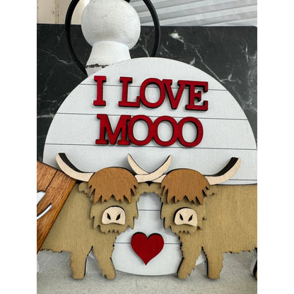 Highland Cow Valentine Tiered Tray Valentine Shelf Sitter