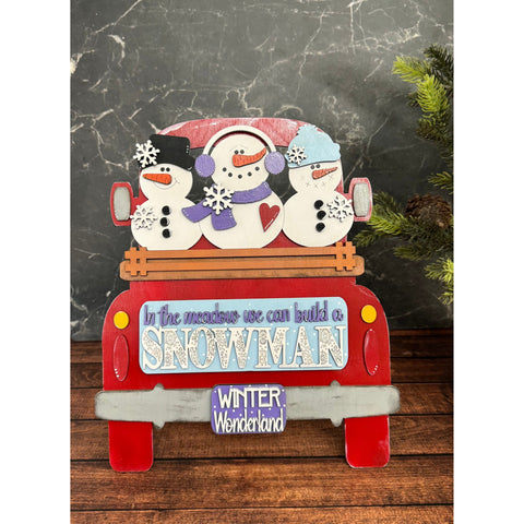 Build A Snowman - Add-On (12 inch Truck & Porch Gnome) Christmas Interchangeable Add On   