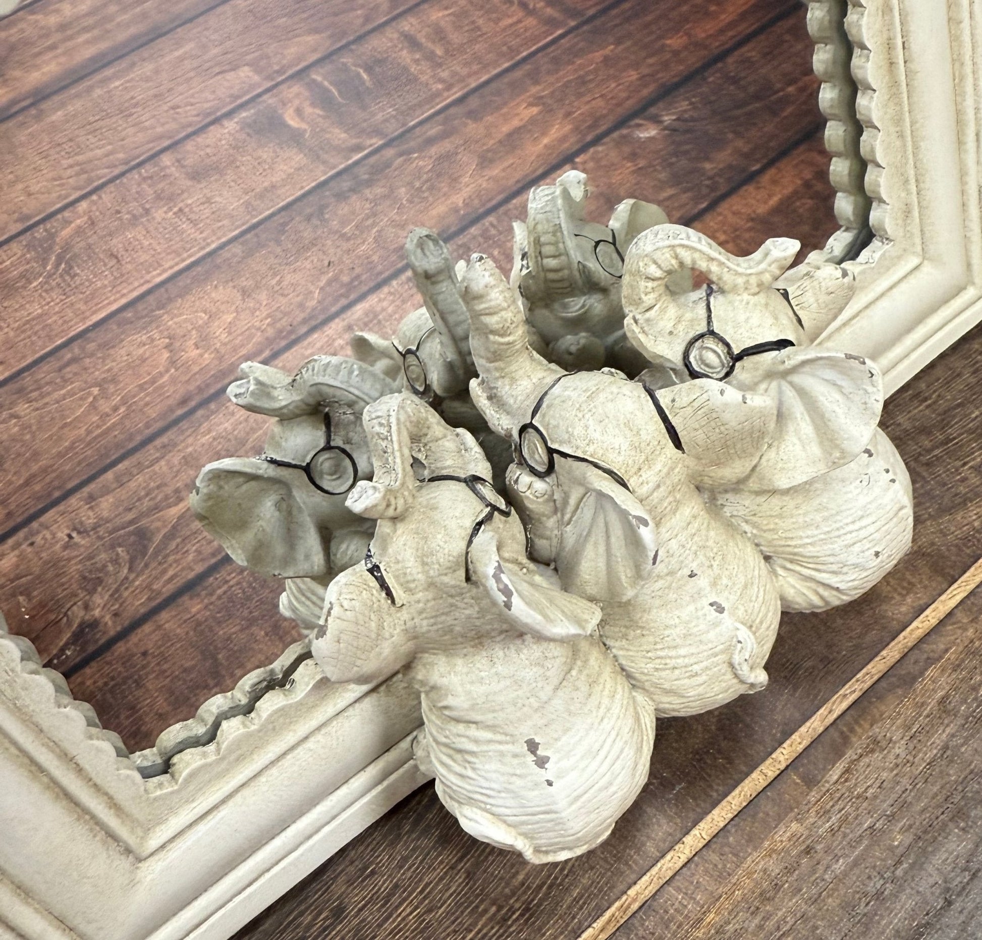 8.5" Elephants with Glasses Mirrored Decor, Unique Home Accent, Stylish Elephant Figurine, Chic Art for Animal Lovers - Nifty Decor & More