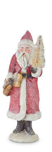 8.5" Glittered Santa Figurine – RAZ Imports (Green, White &amp; Cream) - Nifty Decor & More