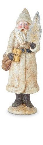 8.5" Glittered Santa Figurine – RAZ Imports (Green, White &amp; Cream) - Nifty Decor & More