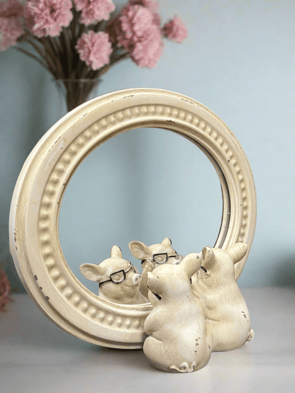 8.75" Pigs with Glasses | Unique Mirrored Decor for Home & Office, Fun Pig Decor, Gift Idea - Nifty Decor & More