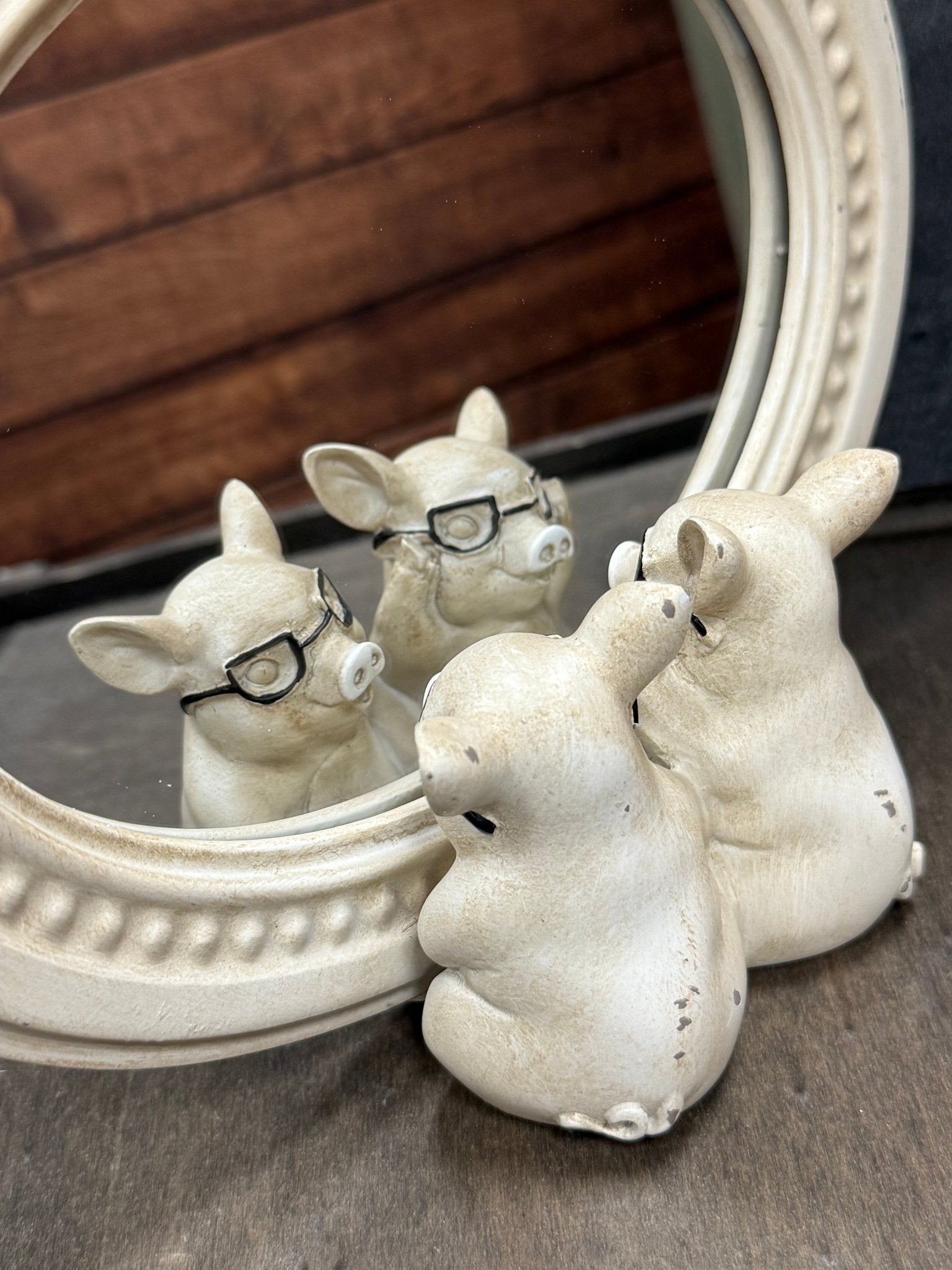 8.75" Pigs with Glasses | Unique Mirrored Decor for Home & Office, Fun Pig Decor, Gift Idea - Nifty Decor & More