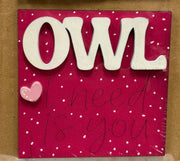 Owl Valentine Leaning Sandwich Board Tiles - Set 6 PC Interchangeable Add On