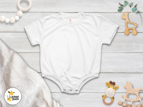 Infant Baby Bubble Romper Short Sleeve Sublimation 6-PACK White 3-6M