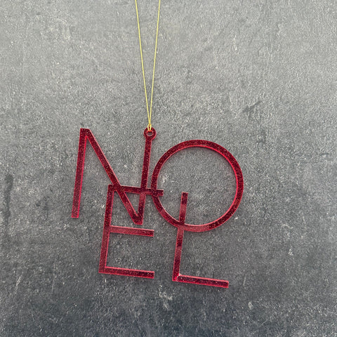 Acrylic Christmas Ornaments  Noel - Red (Gold String)  