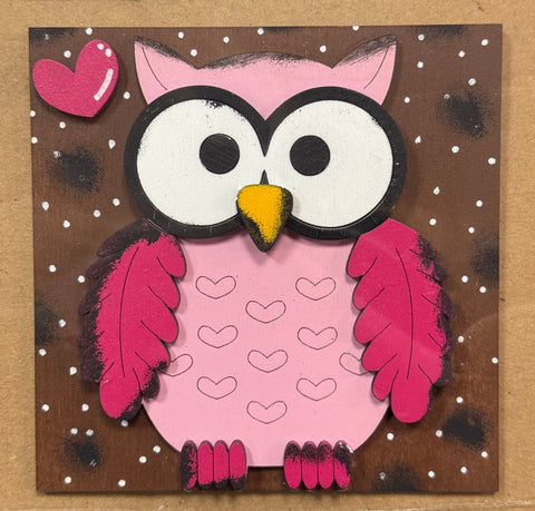 Owl Valentine Leaning Sandwich Board Tiles - Set 6 PC Interchangeable Add On