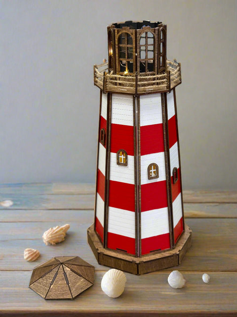 Lighthouse with Lights: Ocean Decor, Sea Life Inspired, Coastal Home Accent, Nautical Table Decoration, Beach House Decor