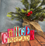 Christmas Mini Word Blocks Christmas Shelf Sitter Gingerbread  