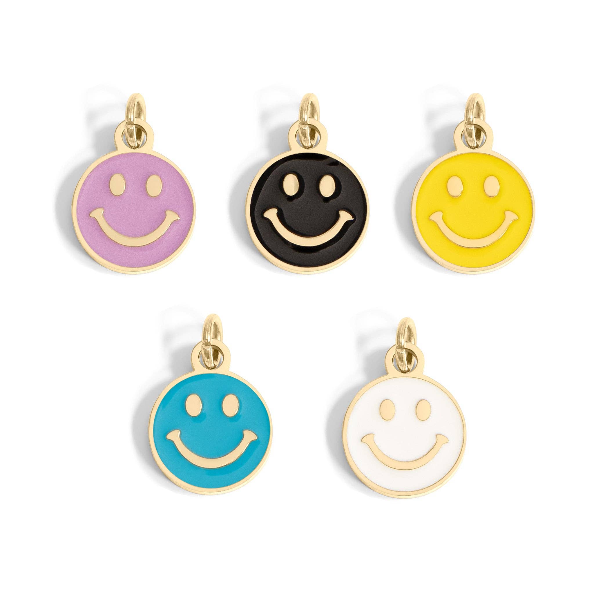 18K Gold PVD Epoxy Smiley Face Charm Coquette Charms Yellow