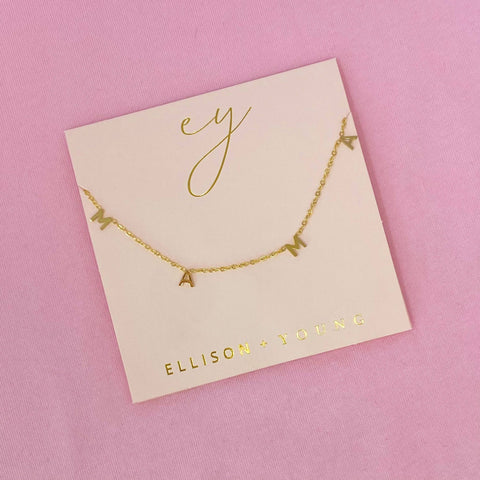 Golden Mama Necklace, Chic Gold Jewelry to Celebrate Motherhood, Ideal Gift for Mom or Baby Shower Necklace