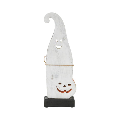 Ghost with Pumpkin Wood Figurine, 12.5" Halloween Decor