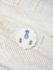 Mini Pineapple Stud Earrings Silver