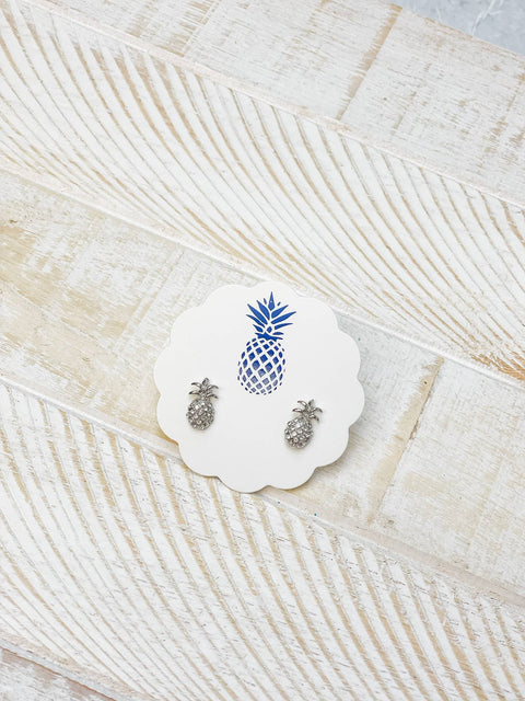 Mini Pineapple Stud Earrings Silver