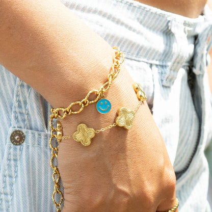 8K Gold PVD Smiley Face Charm, Colorful Epoxy Finish, Perfect for Bracelets & Necklaces, Trendy Gift for Jewelry Lovers - Nifty Decor & More