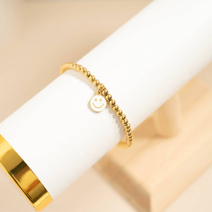 8K Gold PVD Smiley Face Charm, Colorful Epoxy Finish, Perfect for Bracelets & Necklaces, Trendy Gift for Jewelry Lovers Coquette Charms