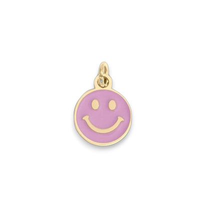 8K Gold PVD Smiley Face Charm, Colorful Epoxy Finish, Perfect for Bracelets & Necklaces, Trendy Gift for Jewelry Lovers Coquette Charms Purple Smiley