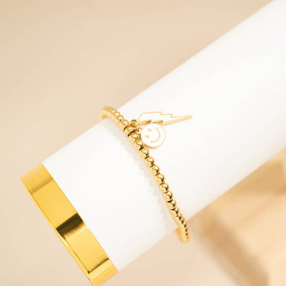 8K Gold PVD Smiley Face Charm, Colorful Epoxy Finish, Perfect for Bracelets & Necklaces, Trendy Gift for Jewelry Lovers Coquette Charms