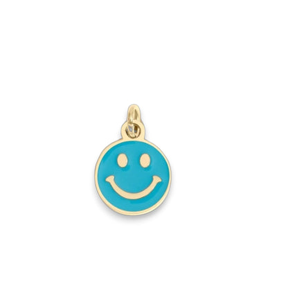 8K Gold PVD Smiley Face Charm, Colorful Epoxy Finish, Perfect for Bracelets & Necklaces, Trendy Gift for Jewelry Lovers Coquette Charms Blue Smiley